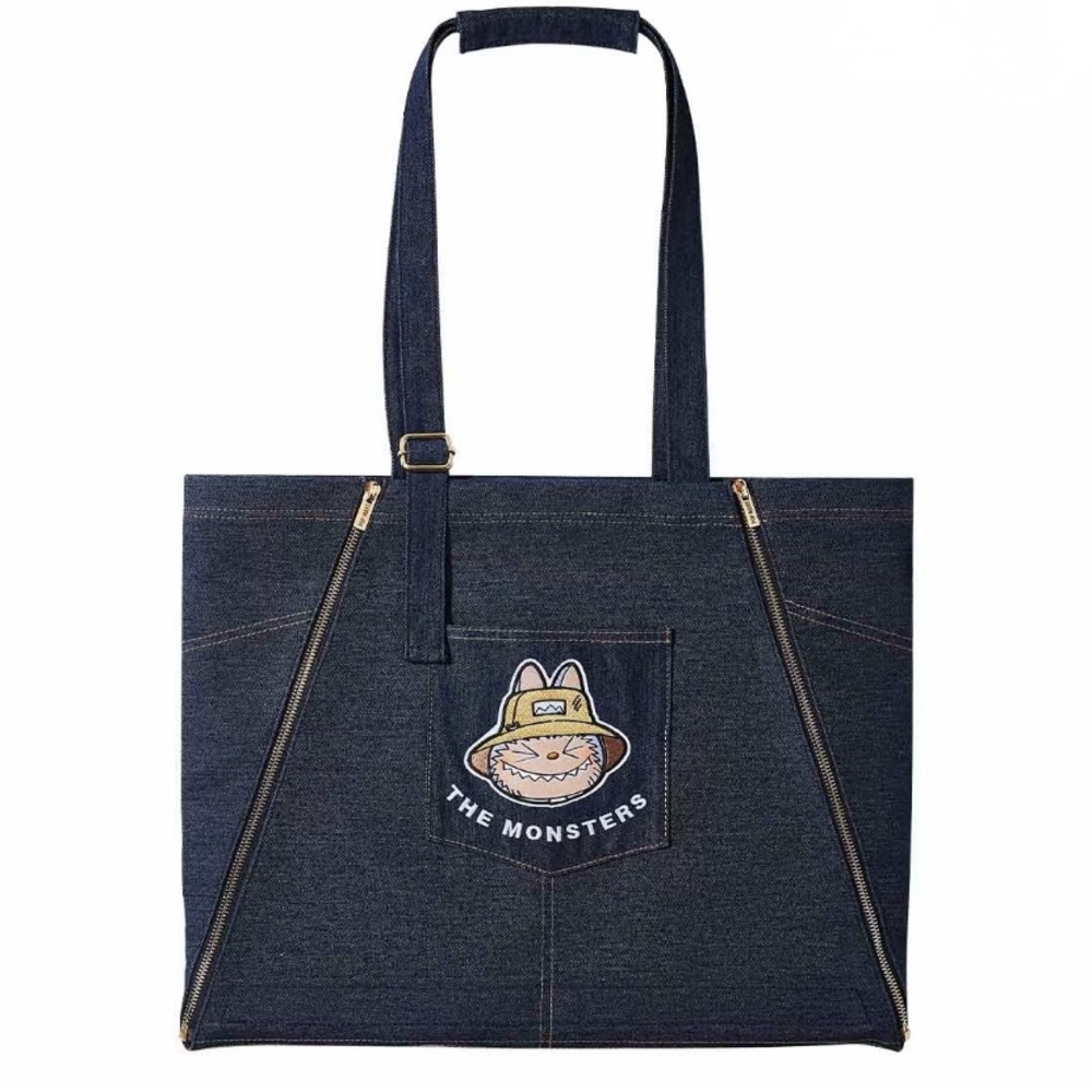 Authentic Fall in Wild APRON Dark Blue Denim Tote Bag